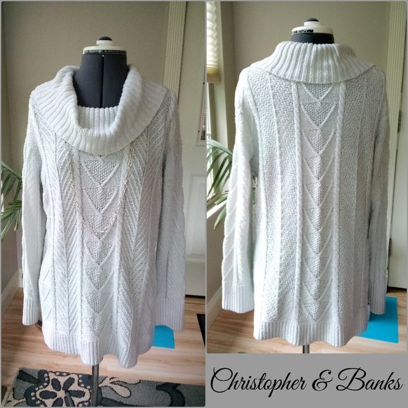 Christopher & Banks Sweaters - Christopher & Banks Cabled Cowl Neck Sweater